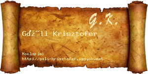 Gáli Krisztofer névjegykártya